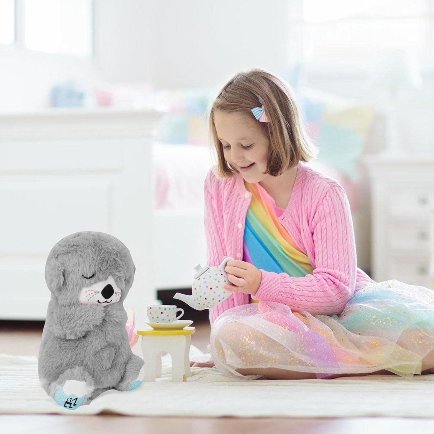 LOVEONES Breathing Teddy Bear with Soothing Music, Comfort Plush