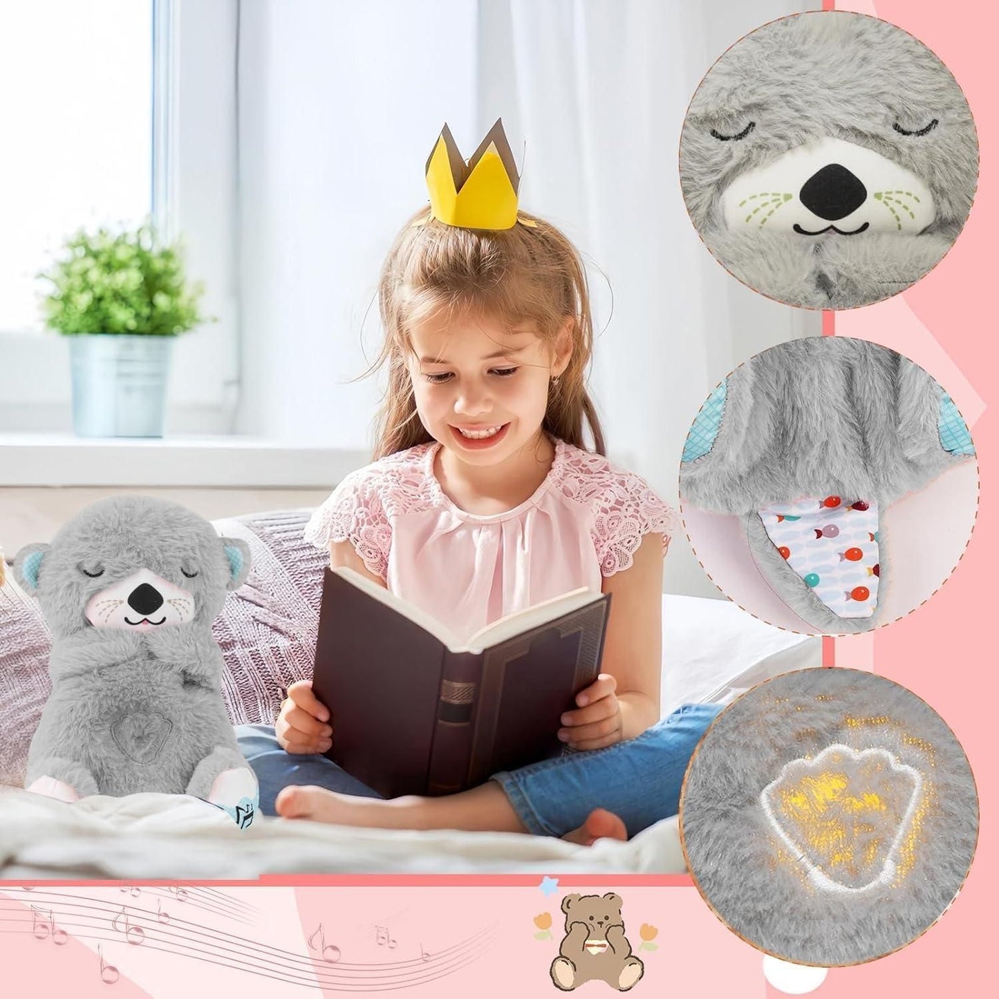 LOVEONES Breathing Teddy Bear with Soothing Music, Comfort Plush