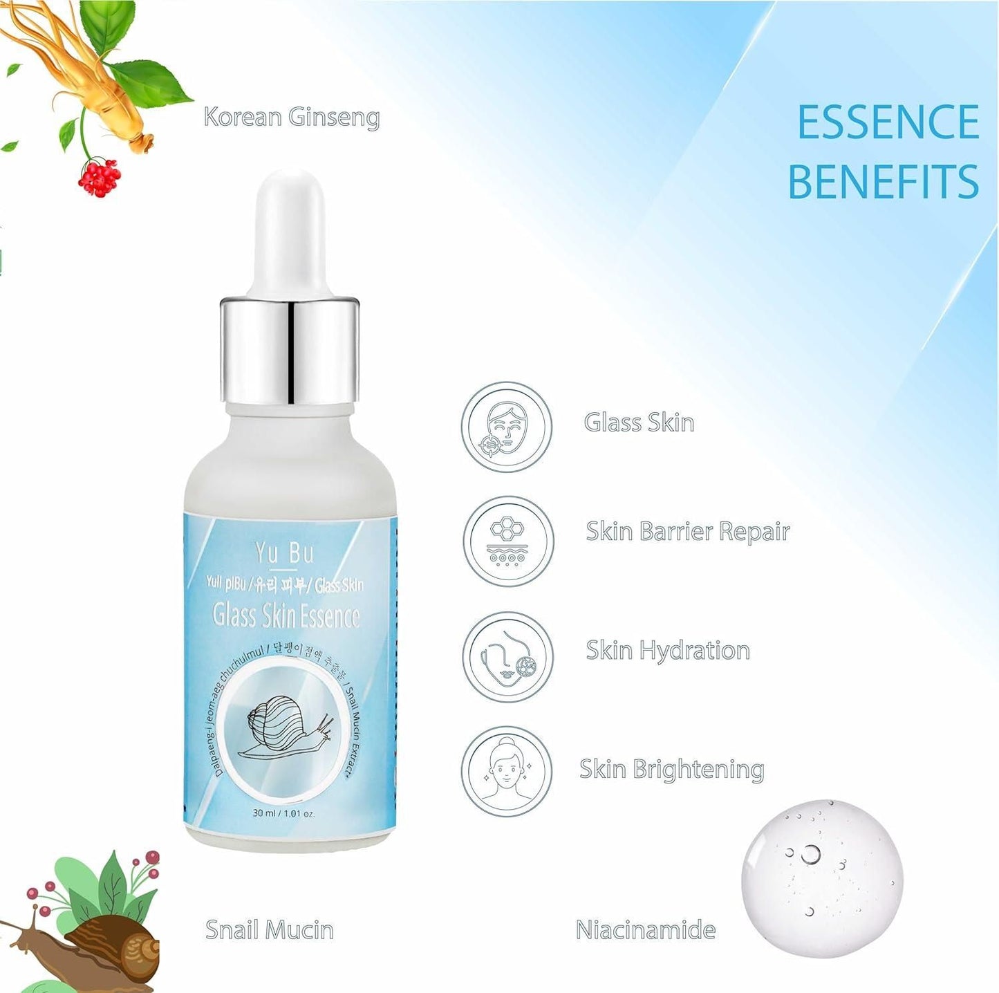 KOREAN Yu Bu Glass Skin Essence 30Ml (Pack of 2)